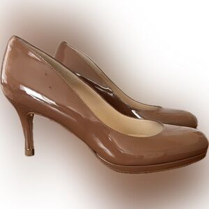 NWT LK Bennett Sybilla Platform Heel Dark Pink Winter Rose Patent Leather sz 40